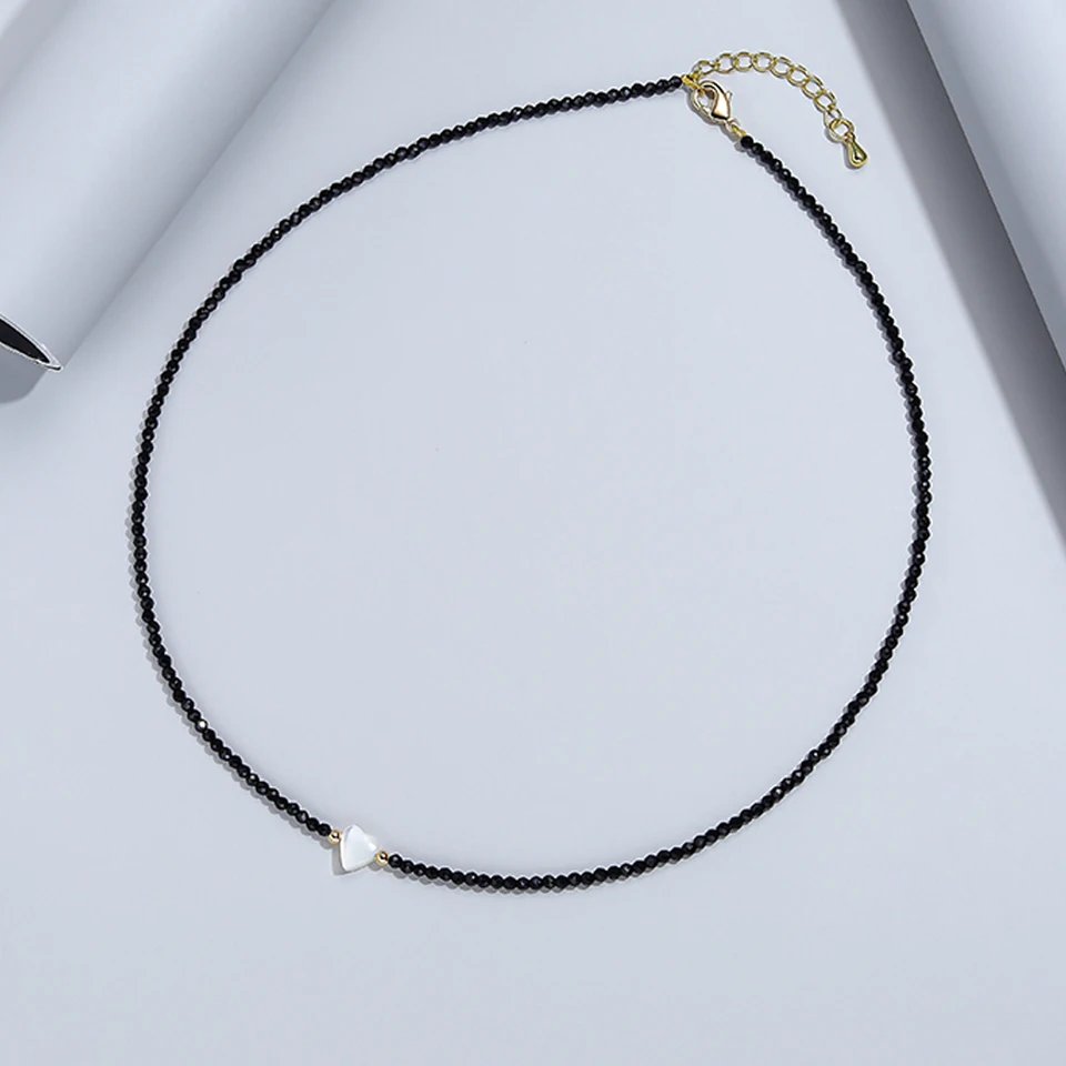 Choker Small Black Bead Necklace For Women Sea Shell Pendant On The Neck Chain Jewelry Adjustable  Party Gift Girl Heart