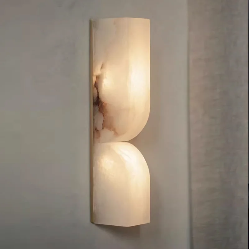 Alabaster Essence Wall Lamp Creative Minimalist Marble Wall Lamp For Bedroom Bedside Living Dining Room Luxury Stair Light