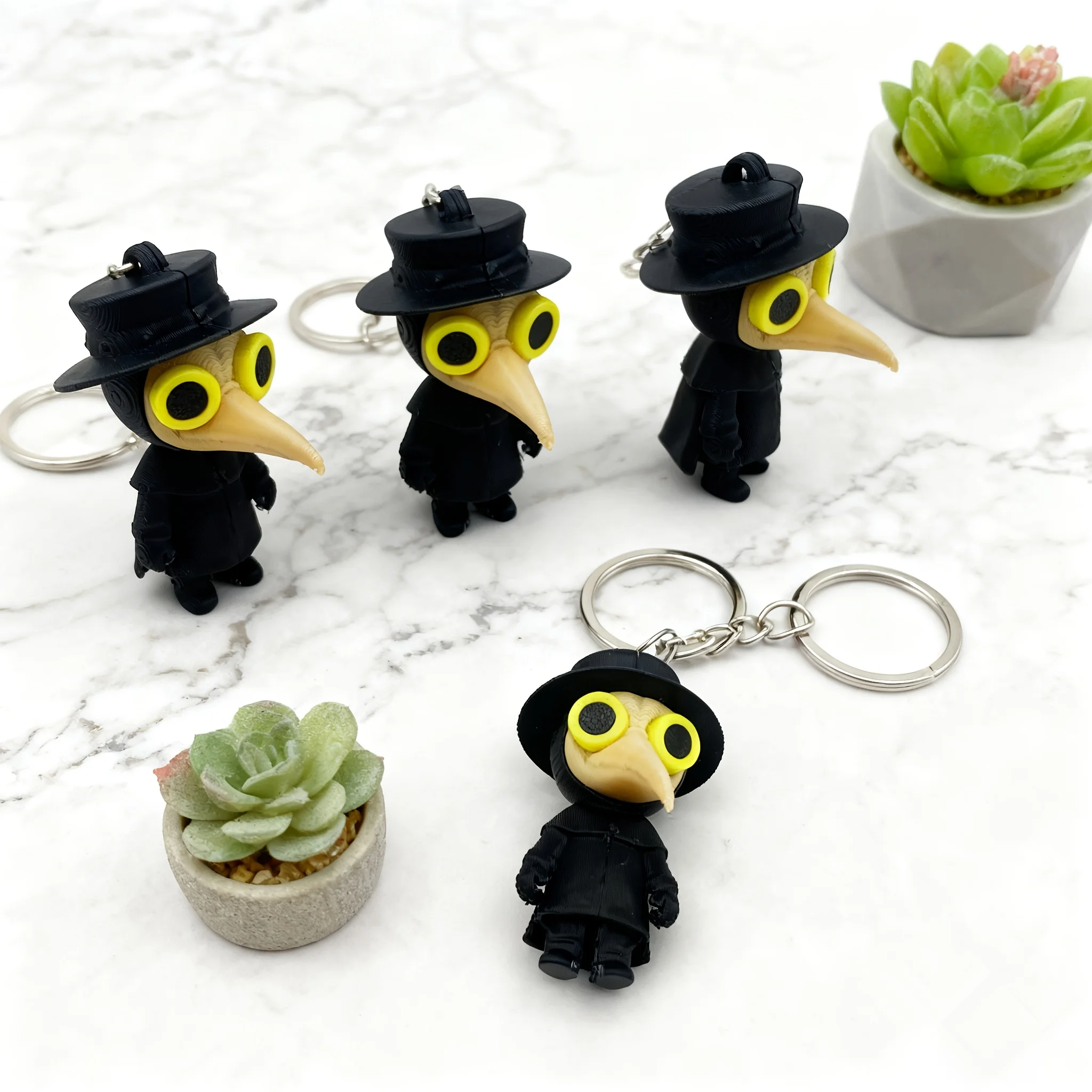 

3D printed plague doctor keychain, unique and fun small pendant, a great choice for Christmas gifts, decorating keychains