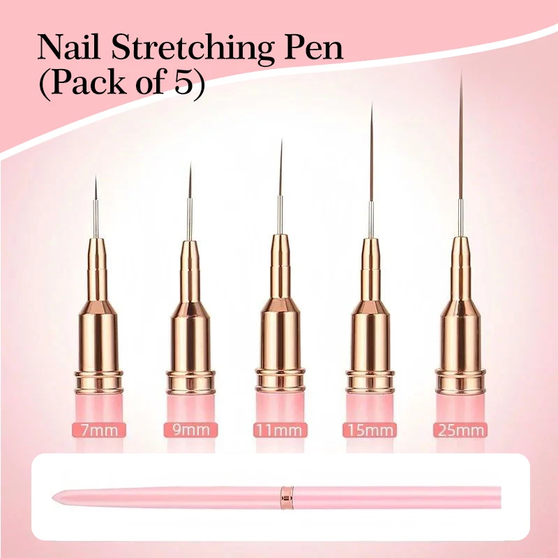 5pcs Nail Art Liner Brush Set UV Gel Nail Brushes Kits French Stripe Line Painting Drawing Flower Pen Professional Manicure Tool