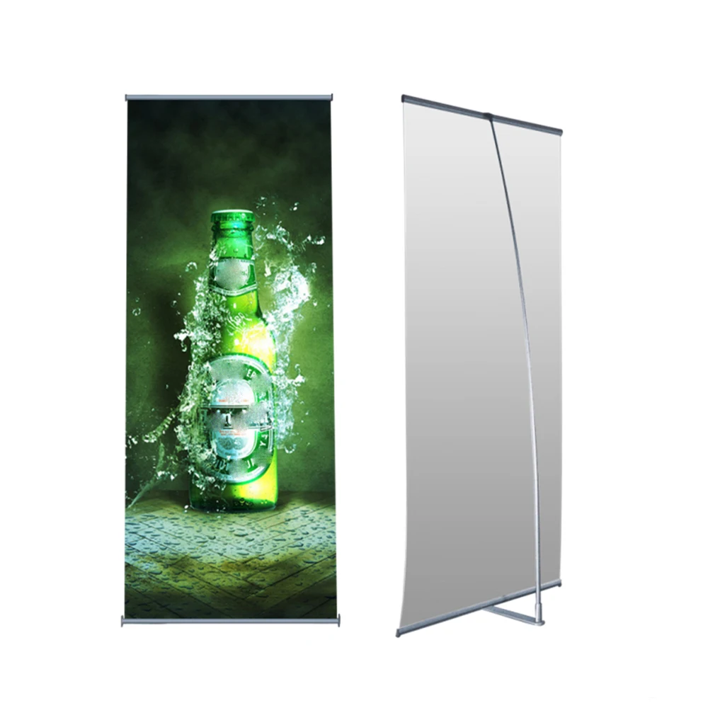 Custom logo design Freestanding L shape Banner Stand Trade Show Flex L Banner Exhibition Display Stand