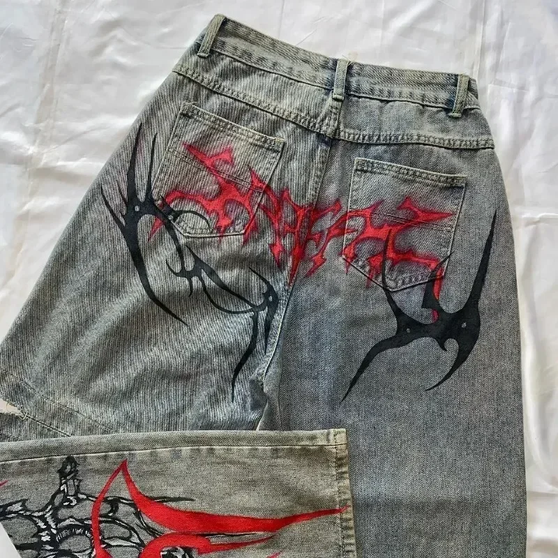 Jeans déFlexpour femmes, pantalons droits à jambes larges, pantalons punk rock, harajuku gothique, tendance de la mode de rue rétro, joker décontracté Y2K