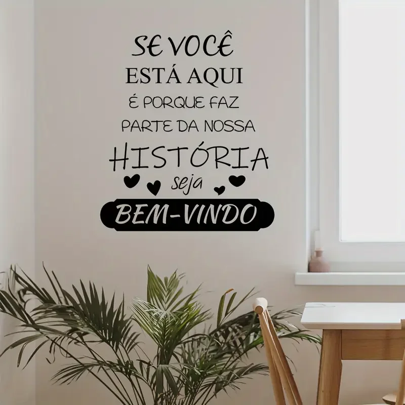 1 pegatina de pared portuguesa "Eres parte de nuestra historia", calcomanía de vinilo extraíble con detalles de corazón para sala de estar, dormitorio, D