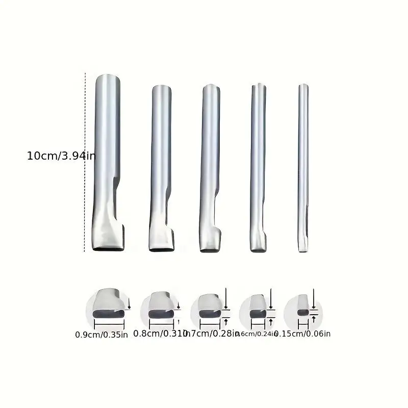 5-teiliges ovales Lederperforator-Set aus Edelstahl, 1,5–9 mm, geeignet für DIY-Taschen, Schuhe, Gürtel, robustes Handwerkzeug-Set – Detail 8