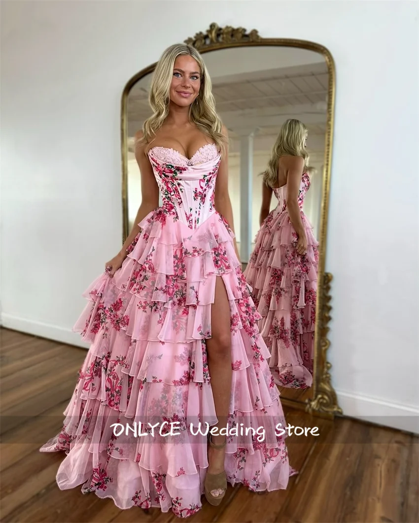 

Charming Pink Appliques Luxury Prom Dress Party Gown Beads Elegant Evening Dresses Dubai Birthday Party Dress 2025 Customized