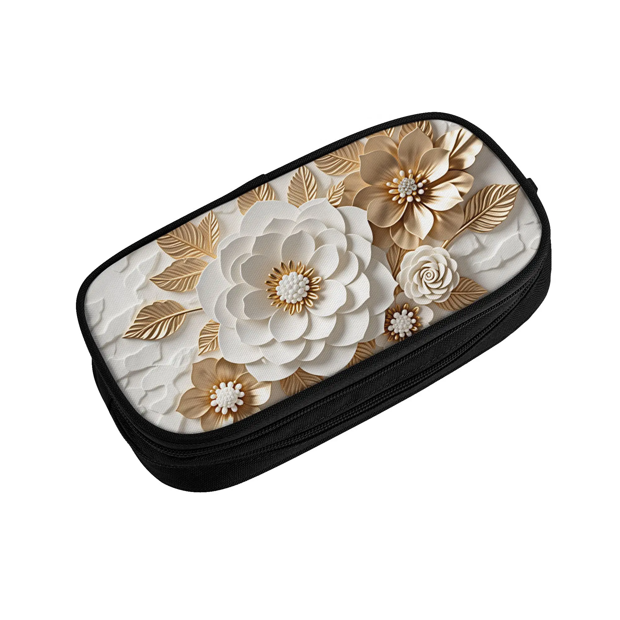 Luxury High 3D Floral Cute Pencil Case Boys Girls Large Capacity Fashion Trend 3D Flowers Pencil Pouch School Accessories