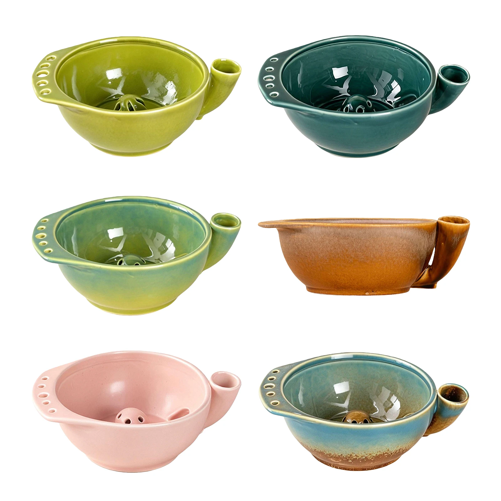Self-Spinning 9.45'In Berry Bowl with Drain Holes Ceramic Fruit Bowl Fruit Washing Bowl Fruit Washer with Strainer and Colander - view 6