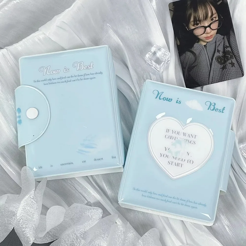 

Mini PVC Card Book 3-3.5 Inch 32 Slots Card Binder Heart Shaped Hollow Design Photocard Holder