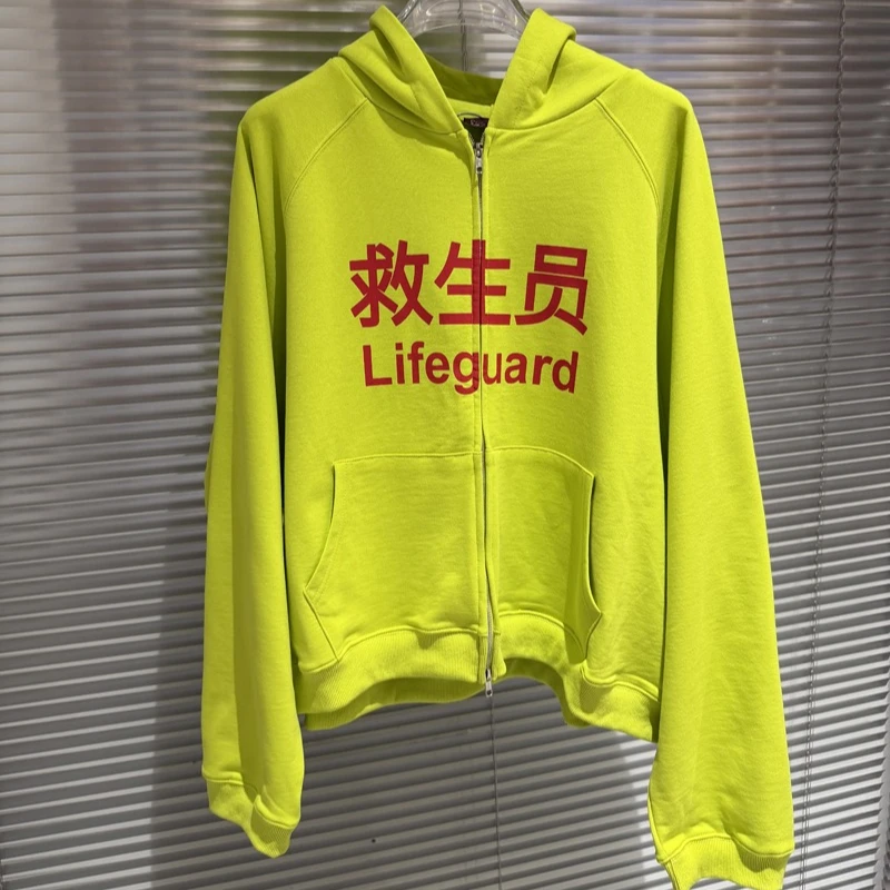 الفلورسنت الأصفر هودي بلوزات عالية الجودة حرس طباعة التالفة سترة الرجال النساء Drab هوديس