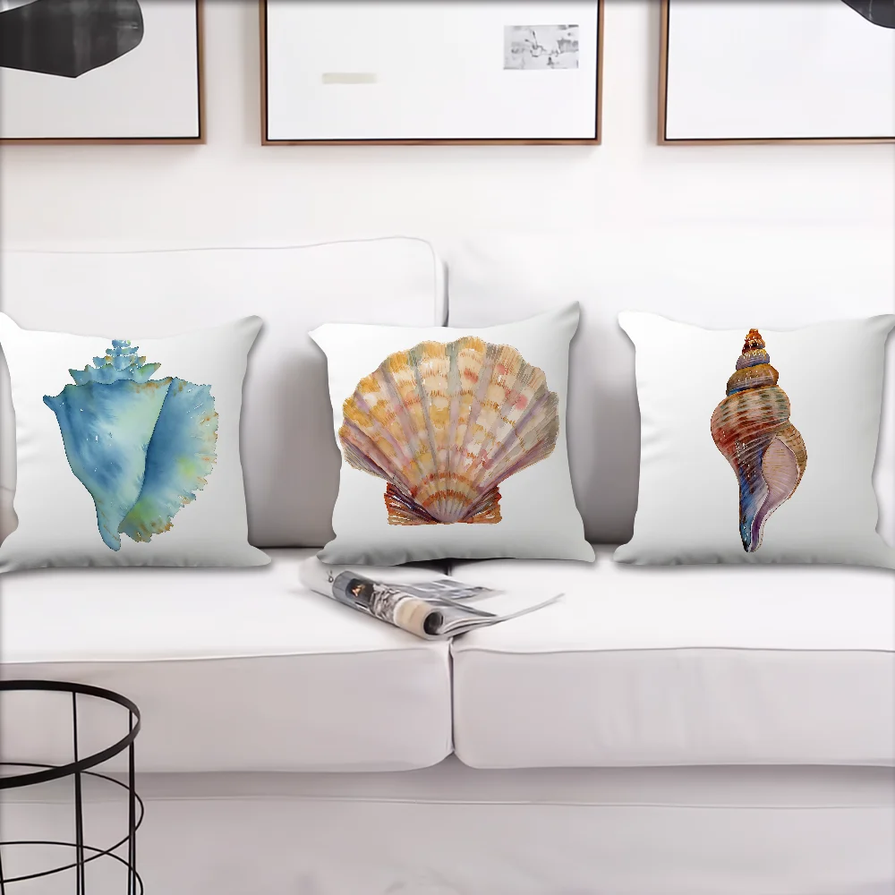 S-Seashell Conch Pattern Cushion Cover For Pillow Printing Sofa Decoration Home Car Room Coffee Shop Office Nordic Simplicity