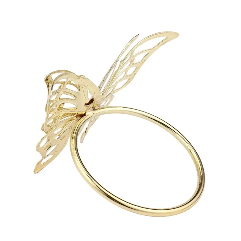 RANA-anillo para servilleta de mariposa dorada, hebilla para servilleta, anillo para servilleta para restaurante, hebilla para toalla chapada, decoración de mesa de Hotel