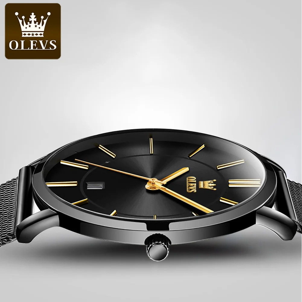 OLEVS Brand Net Belt Single Calendar Three-pin Quartz Watch for Men