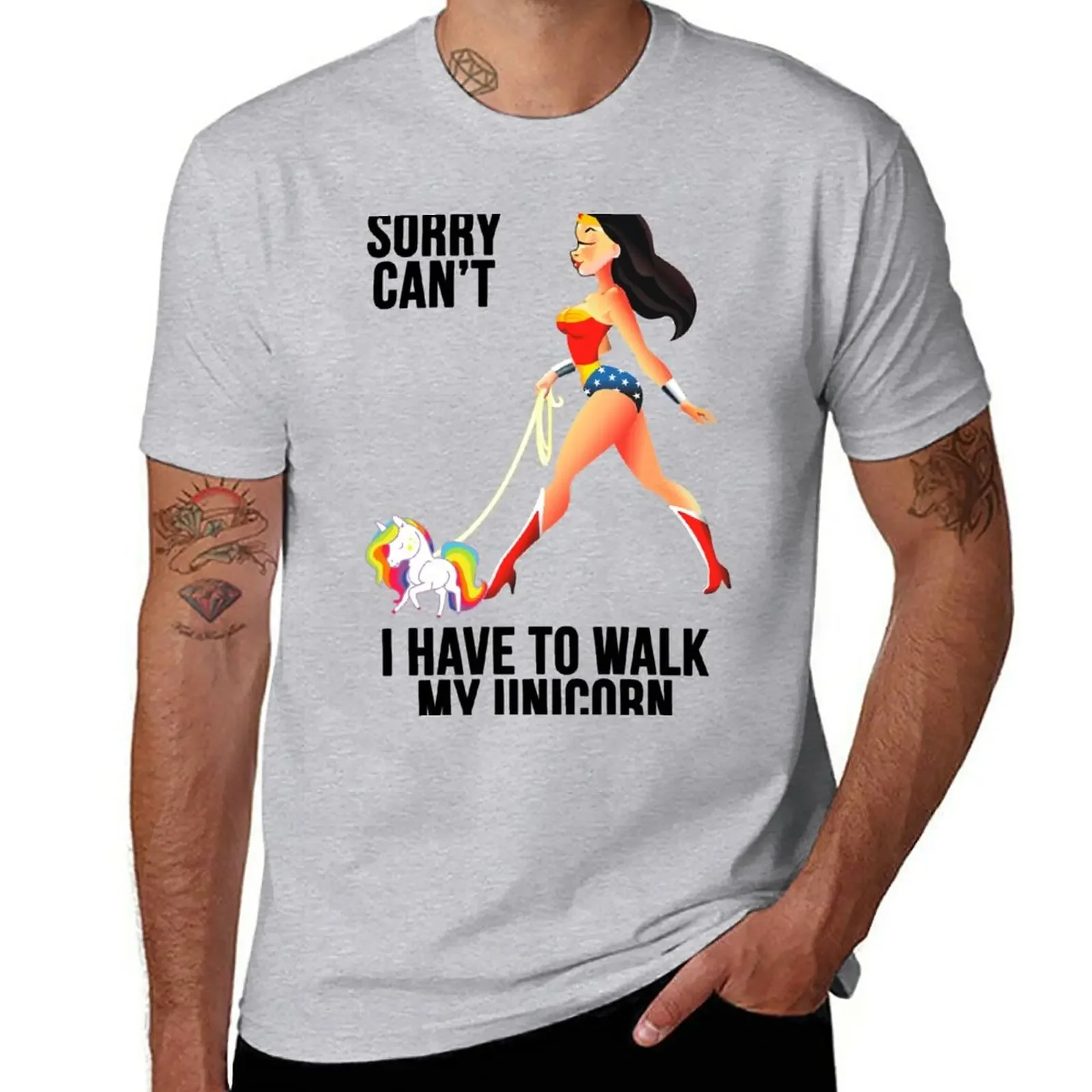 Sorry Can't I Have to Walk My Unicorn T-Shirt summer top funnys mens funny t shirts