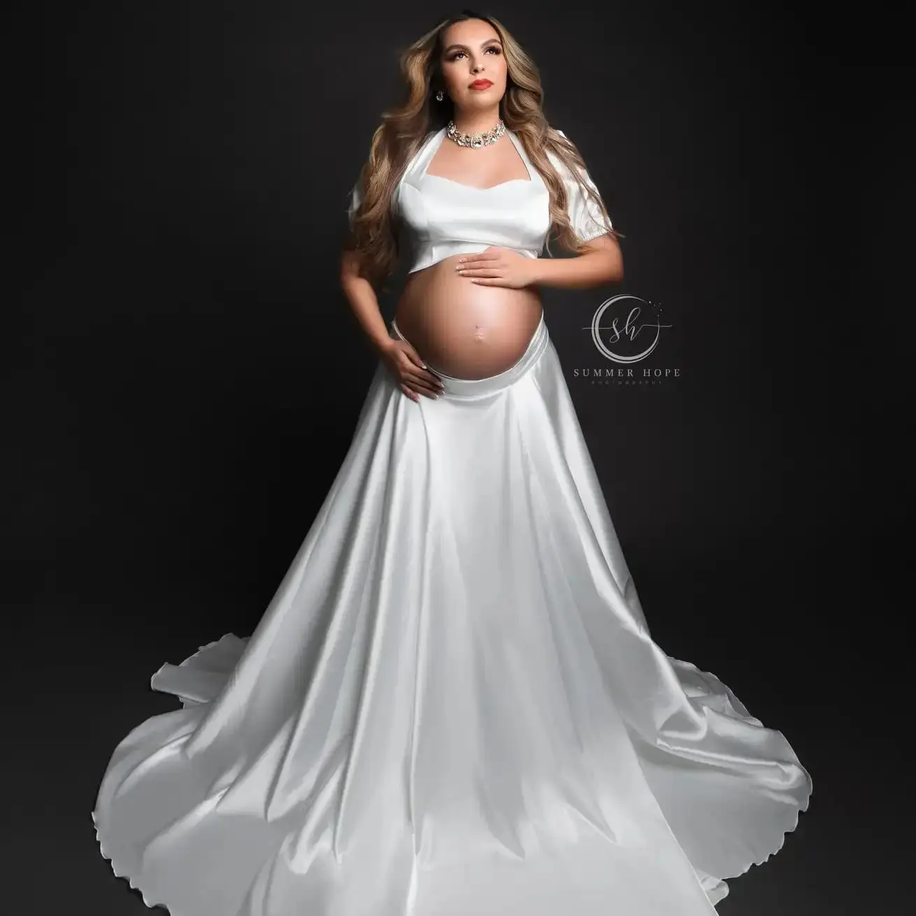 

White Maternity Gowns for Women New Two Peice Vestidos de Noche Photoshoot Babyshower Gowns Women Photography Dressing Wear