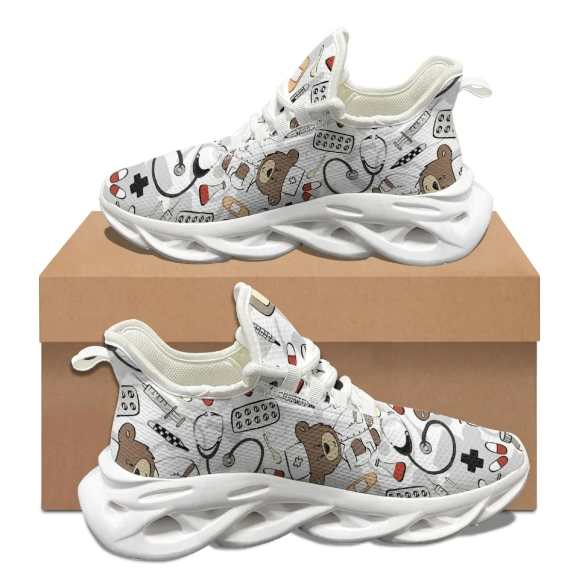 

Nurse Shoes Women Print Breathable Sneakers Woman Slip-on Light Non-slip Flats Ladies Soft Bottom Casual Sports Shoes