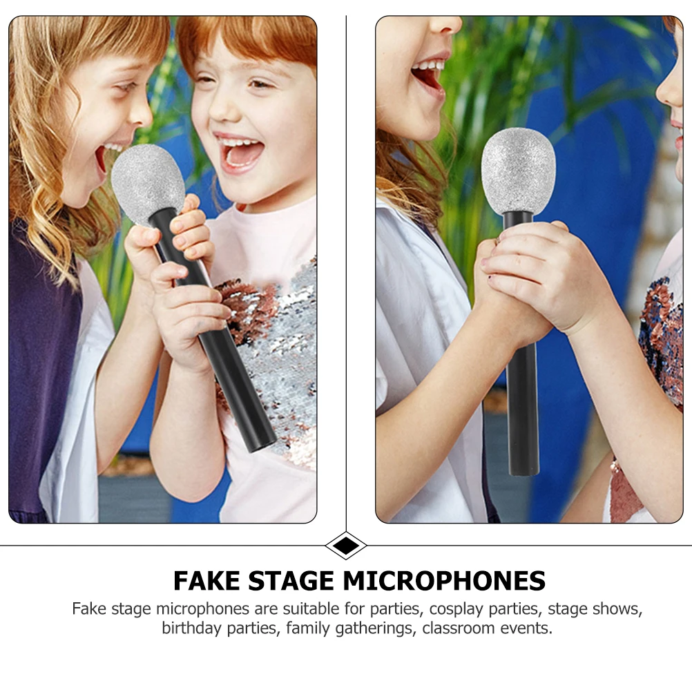

4 Pcs Golden Powder Microphone Toy Retro Foam Silver Kids Party Props Simulation Toddler Stage Show Gifts