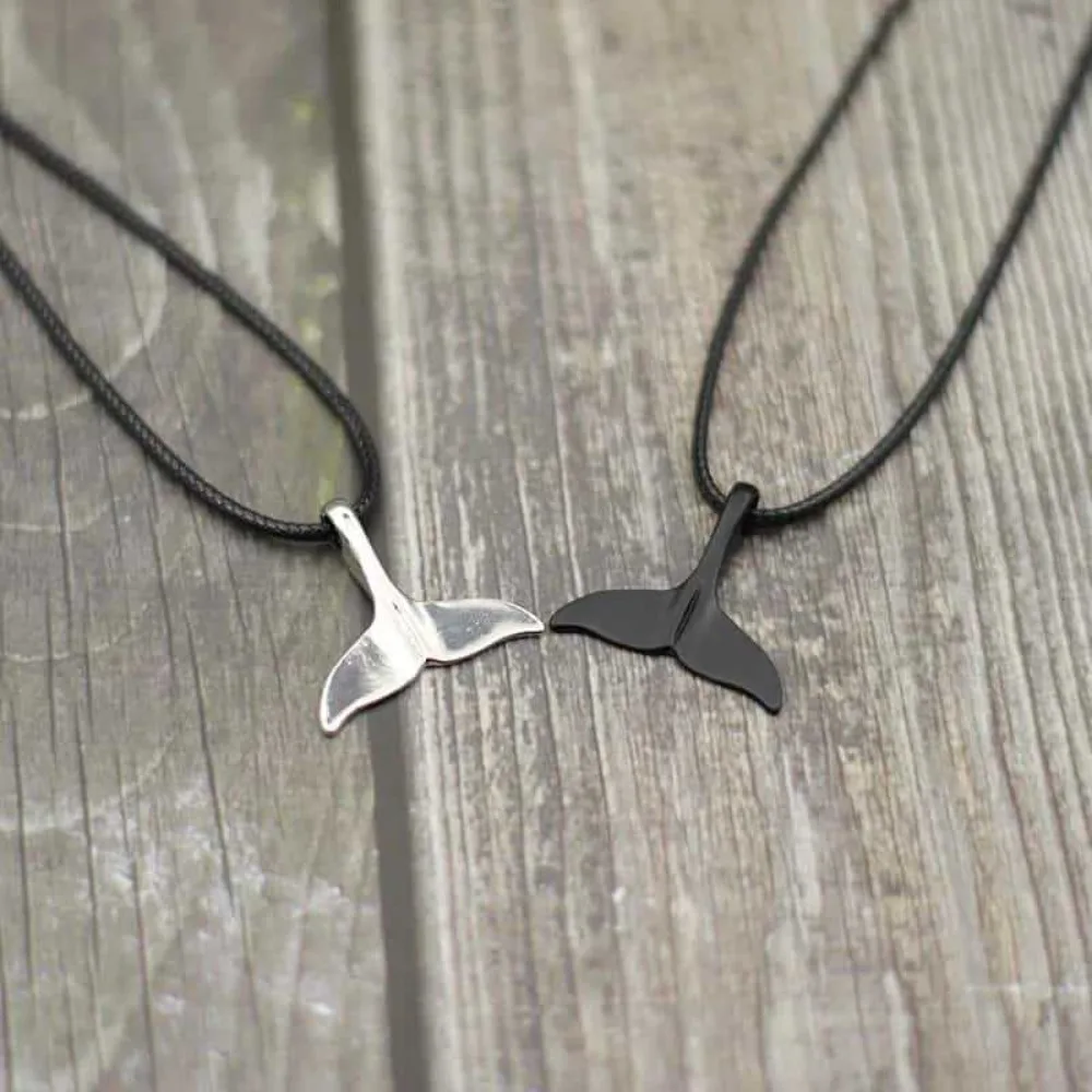 Fashion Simple Fish-tail Whale Tail Mermaid Tail Pendant Necklace for Women Men Couple Marine Animal Protection Jewelry Gifts