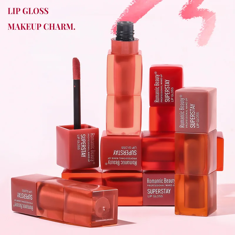 Langanhaltender flüssiger Lippenstift, quadratisches Design, mattes Samt-Finish, hochpigmentiertes, einstochiges, transferfestes Make-up