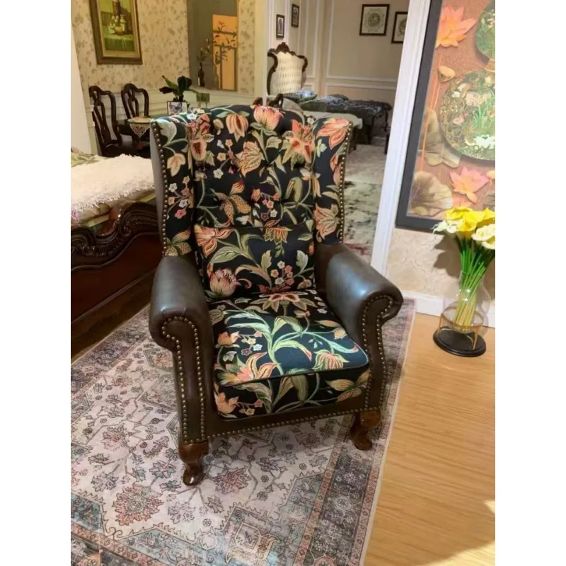 French retro style bed and breakfast fabric sofa small apartment living room bedroom balcony, single person, chair