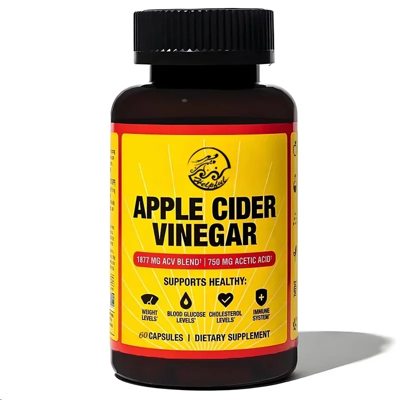 

Apple Vinegar Capsules -Vitamin D3 and Zinc 750 Mg Acetic Acid - Immune Support Non GMO, Sugar Free 60 Capsules
