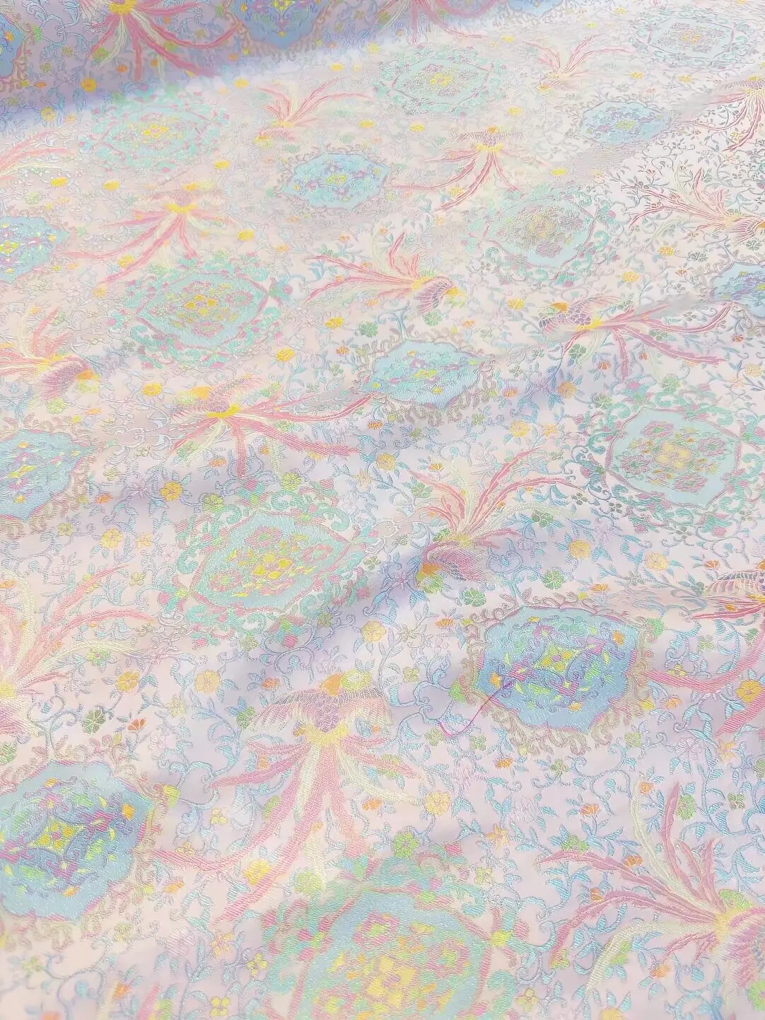 Pink Designer Fabric Silk Song Brocade for Cheongsam Waistcoats and Creative Garment Tailoring