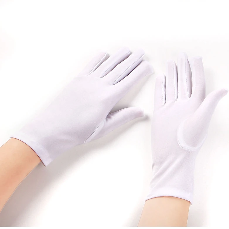 Fashion Summer Spandex Gloves Women Men Sun Protection White Black Thin Short Stretch Dressy Dance Gloves
