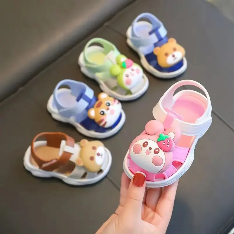 

2025 new baby toddler shoes anti-collision bag head non-slip super cute cartoon soft sole outdoor wear indoor sandals baby