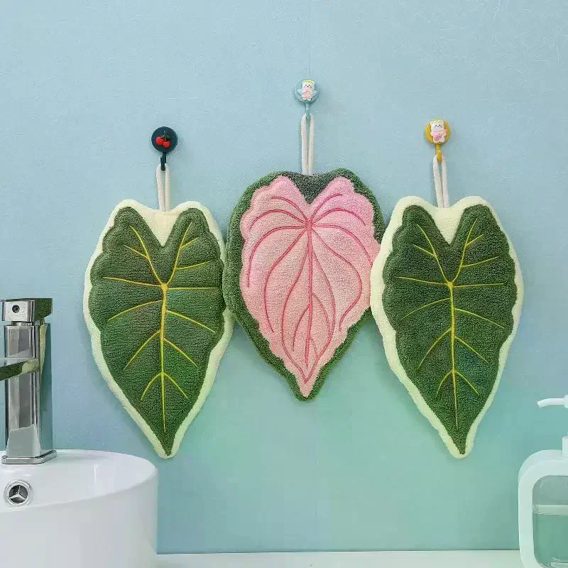 

Полотенце для протирания листьев, полотенце из кораллового пуха, полотенце для чистки кухни, бытовое мягкое впитывающее креативное подвесное полотенце для рук в ванной комнате