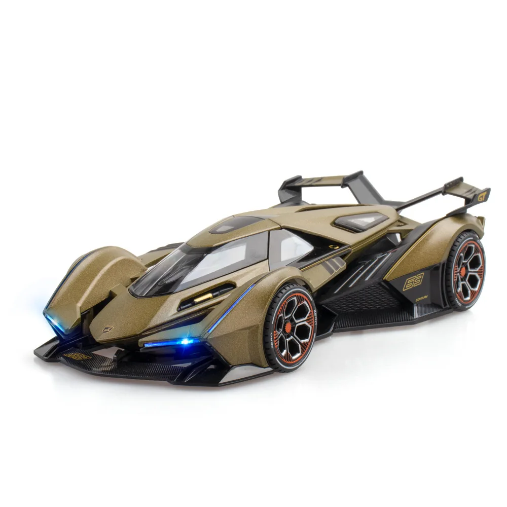 

1: 22 Lambo-cars V12 Alloy Sound & Light Door Opening Sports Car Model Multiple Colors Decorations for Children's Toys