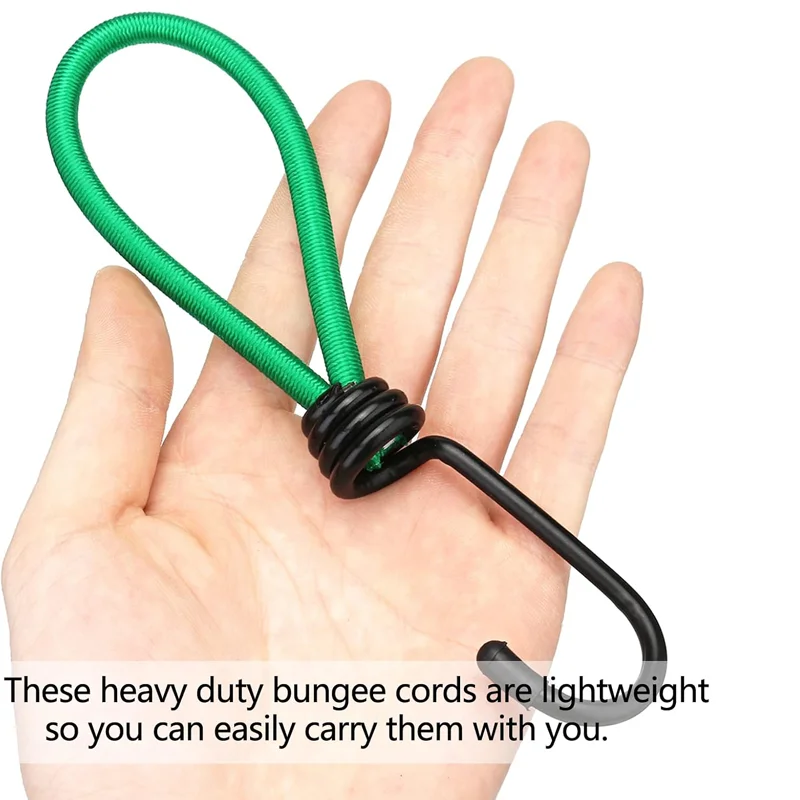 Camping Tent Elastic Rope Hook Fixed Bungee Cords String Carabiner with Hooks Heavy Duty Strap Loop for Tarpaulin Canopy Luggage