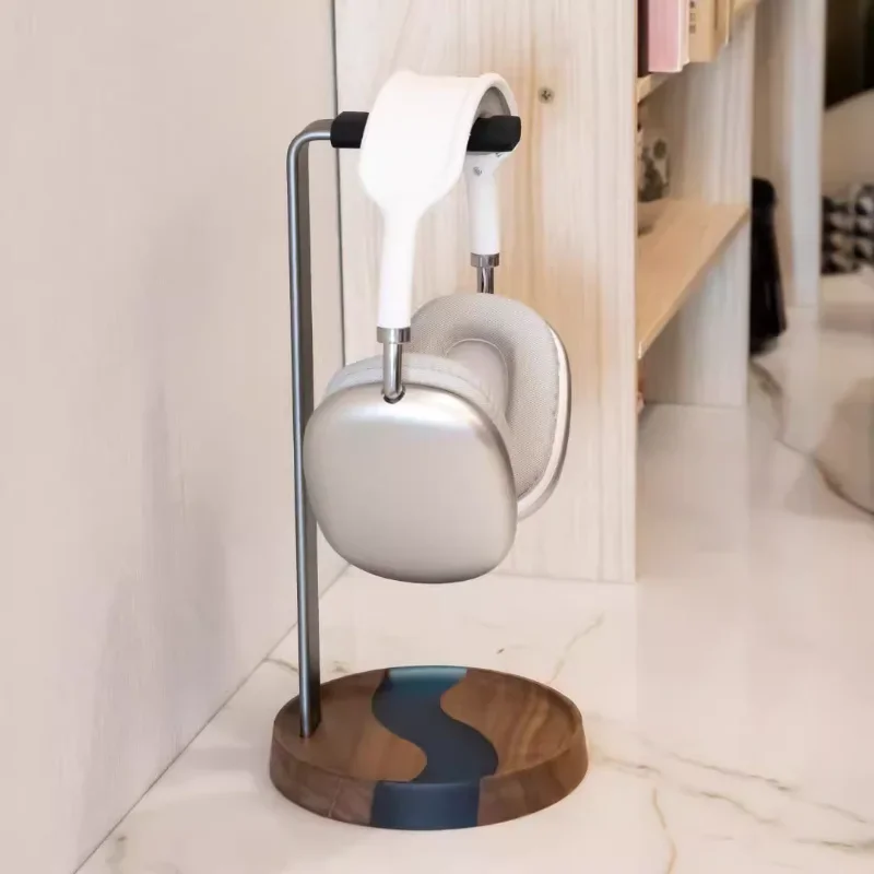 

Creative Headphone Stand Black Walnut Detachable Headset Holder Suspension Headphone Stand Bracket Custom Computer Table Storage