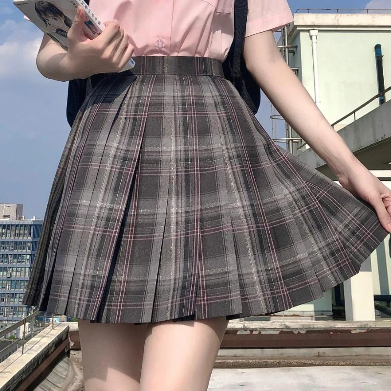 Uniforme japonais JK style collège, jupe plissée grise ligne A, taille fine, à la mode et confortable, à carreaux pour filles, été 2024