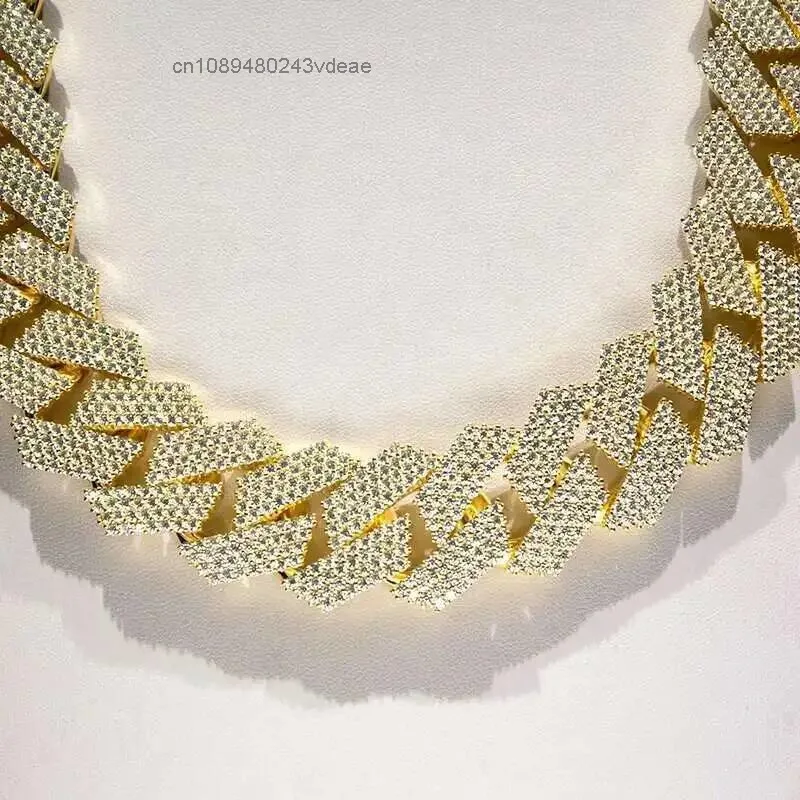 Collar de Cadena Cubana Personalizado de Plata S925 con 4 Filas de Moissanita VVS de 24mm, Estilo Hip Hop