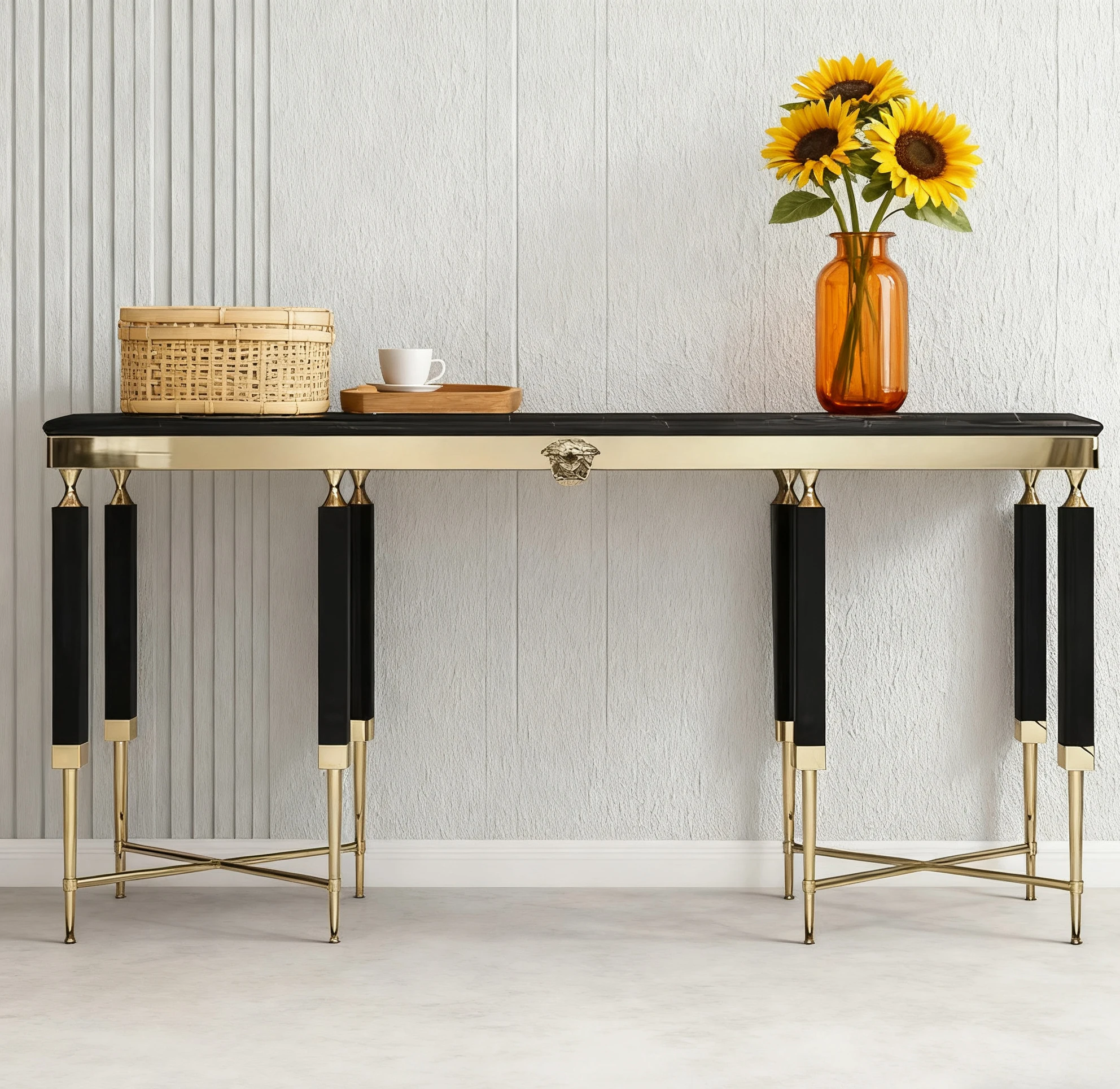 

-About Modern Luxury Console Table with Environment Friendly Materials Stainless Steel Gold White Marble Top for Living Room*