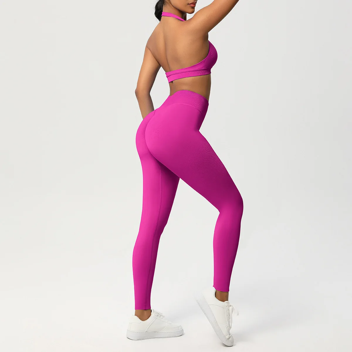 

Женские комплекты для спортзала, 2-компонентные тренировочные бюстгальтеры и леггинсы с открытой спиной для йоги, спортивные костюмы для тренировок, фитнеса, боди, колготки