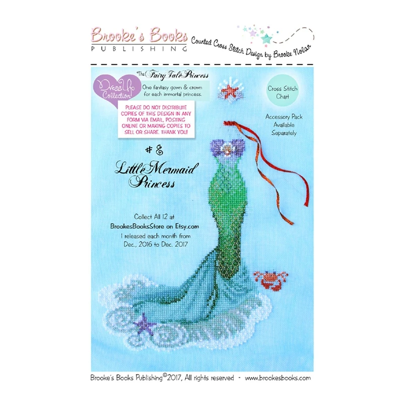 Cross-stitch set, noble evening dress, blue fishtail princess dress, hand-embroidered material bag, hanging painting