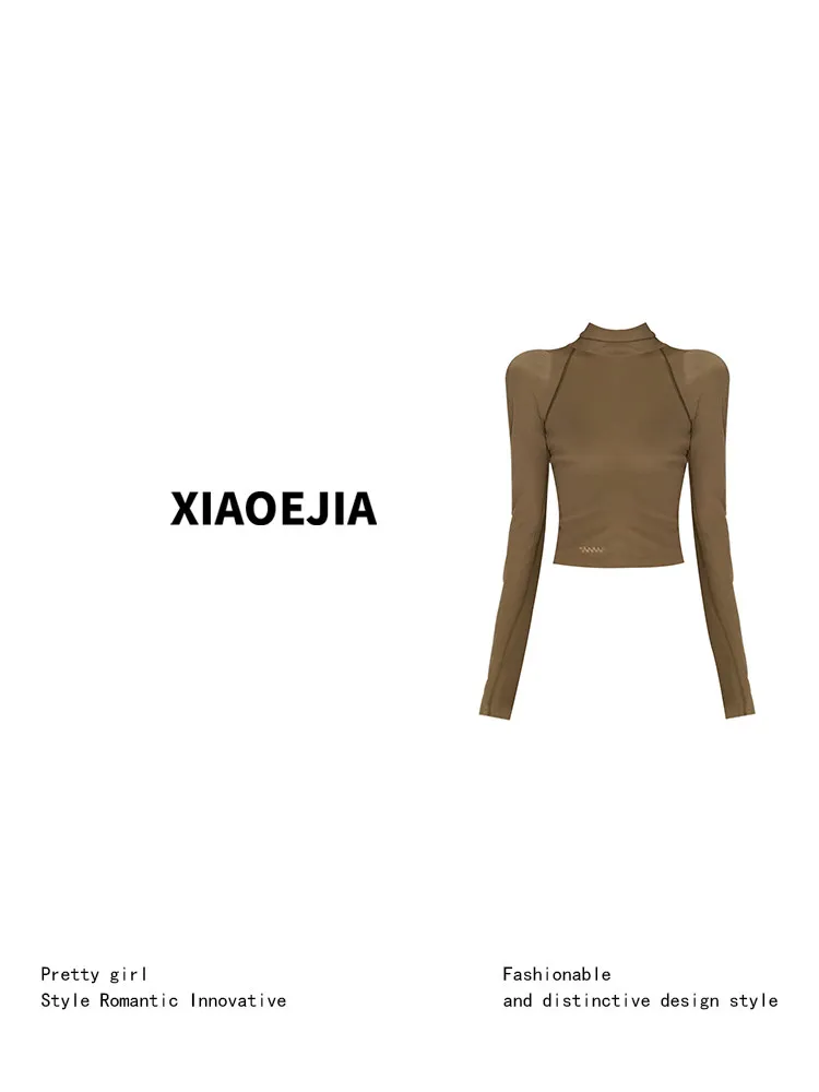 Women Green GothicT-shirt Harajuku Y2k Tee Top 90s Vintage Long Sleeve Turtleneck T-shirts Emo 2000s Clothes 2026 Autumn