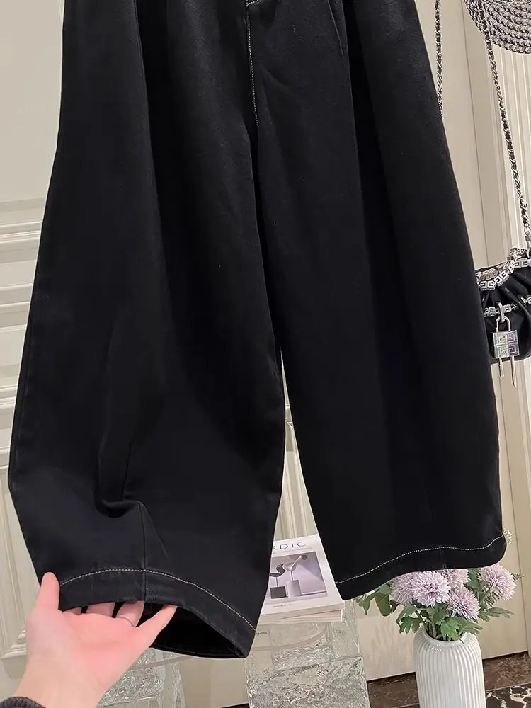 Plus size 5xl 140kg verão outono tornozelo comprimento calças elásticas wasit perna larga jeans para mulher tamanho grande jeans de grandes dimensões