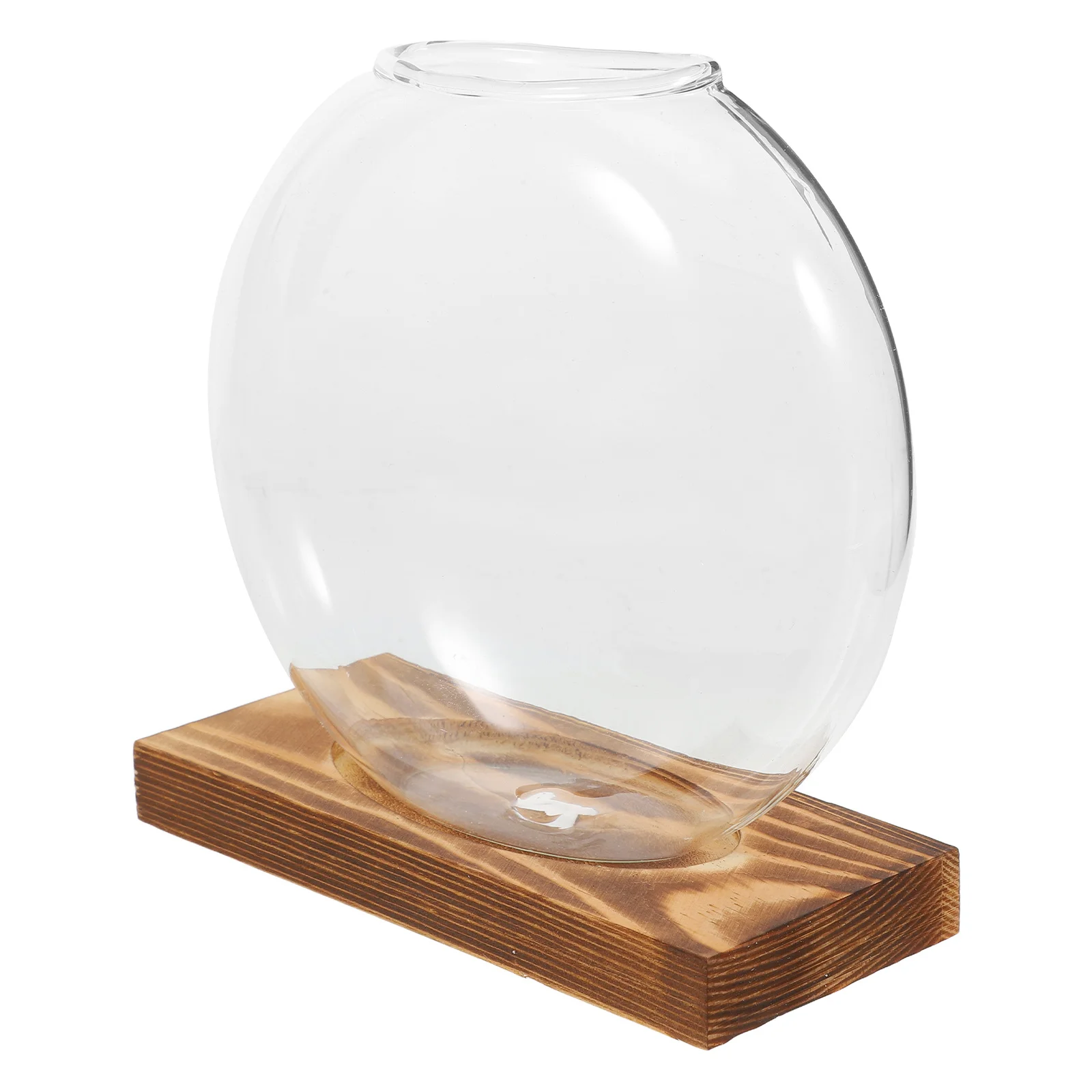 

Hydroponic Glass Vase Indoor Plant Transparent Propagation Station Wooden Base Desktop Terrarium Container Water Plant Pot