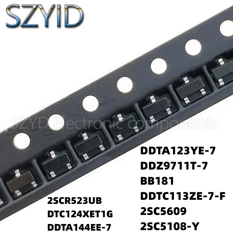 100PCS SOT523 2SCR523UB DTC124XET1G DDTA144EE-7 DDTA123YE-7 DDZ9711T-7 BB181 DDTC113ZE-7-F 2SC5609 2SC5108-Y