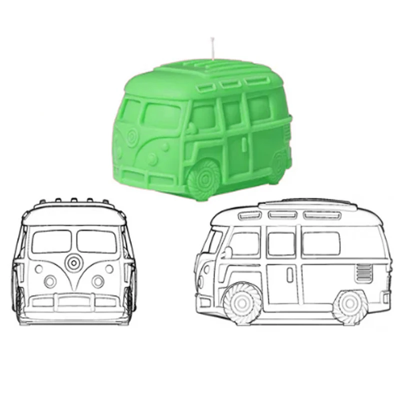 3D Bus Car Silicone Candle Molds DIY Car Aromatherapy Plaster Crafts Resin Mold Handmade Chocolate Cake Baking Tool Home Gift