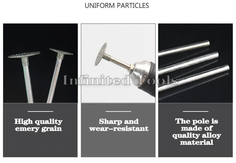 6 pçs 2.35mm haste moagem bit ultra-fino t cabeça diamante montado ponto pedra jade esculpir polonês gravar ferramenta 0.5mm-8mm