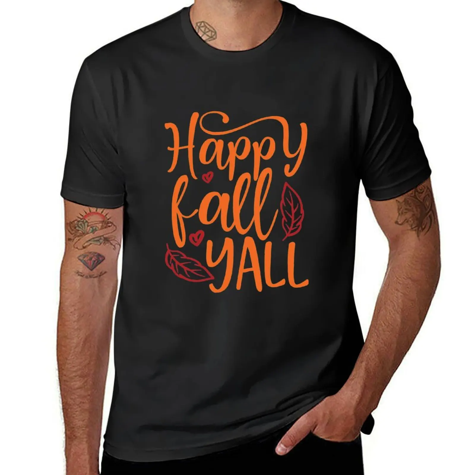 Happy Fall Yall Watercolor Design - Trendy Pumpkin Fall Design for Fall Lovers & Thanksgiving T-Shirt cute tops Men's t shirts