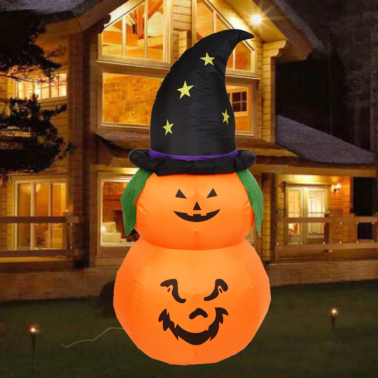 5FT Halloween Inflatable Pumpkin Twins Halloween Blow Up Yard Decorations