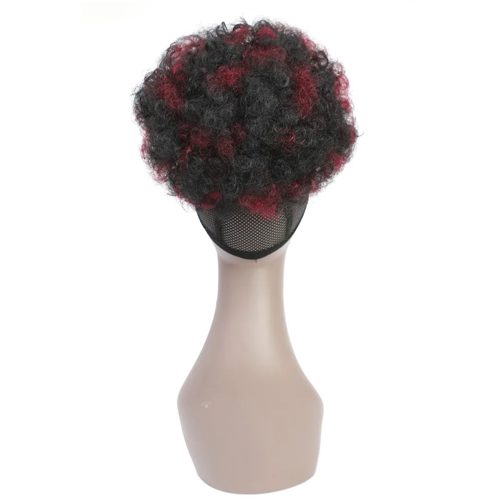 8inch Synthetic Curly Hair High Puff Short Afro Curly Wig Ponytail Drawstring Curly Hair Bun
