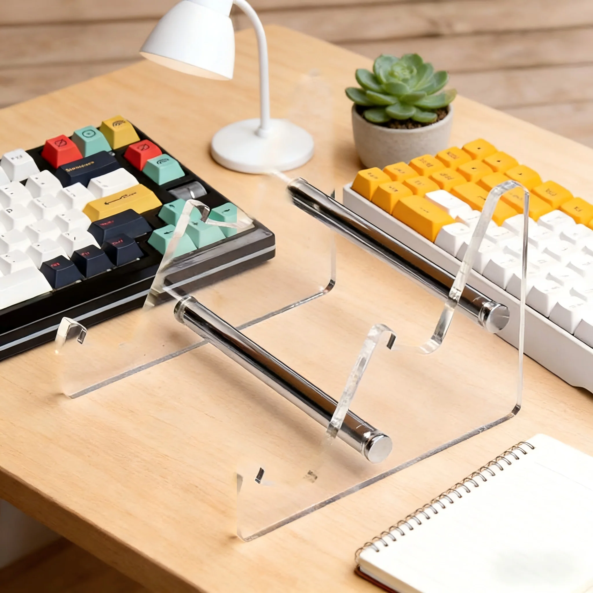 3 Tiers Display Keyboard Holder Transparent Acrylic Keyboard Stand Computer Mechanical Keyboard Rack Storage Detachable Holder