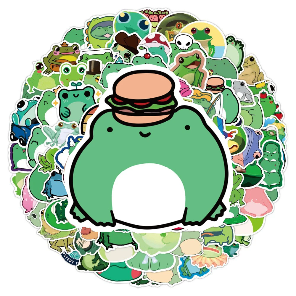 

10/30/50/100pcs Cartoon Animal Cute Frog Stickers Funny Creative Decal DIY Notebook Phone Suitcase Waterproof Sticker Decoration