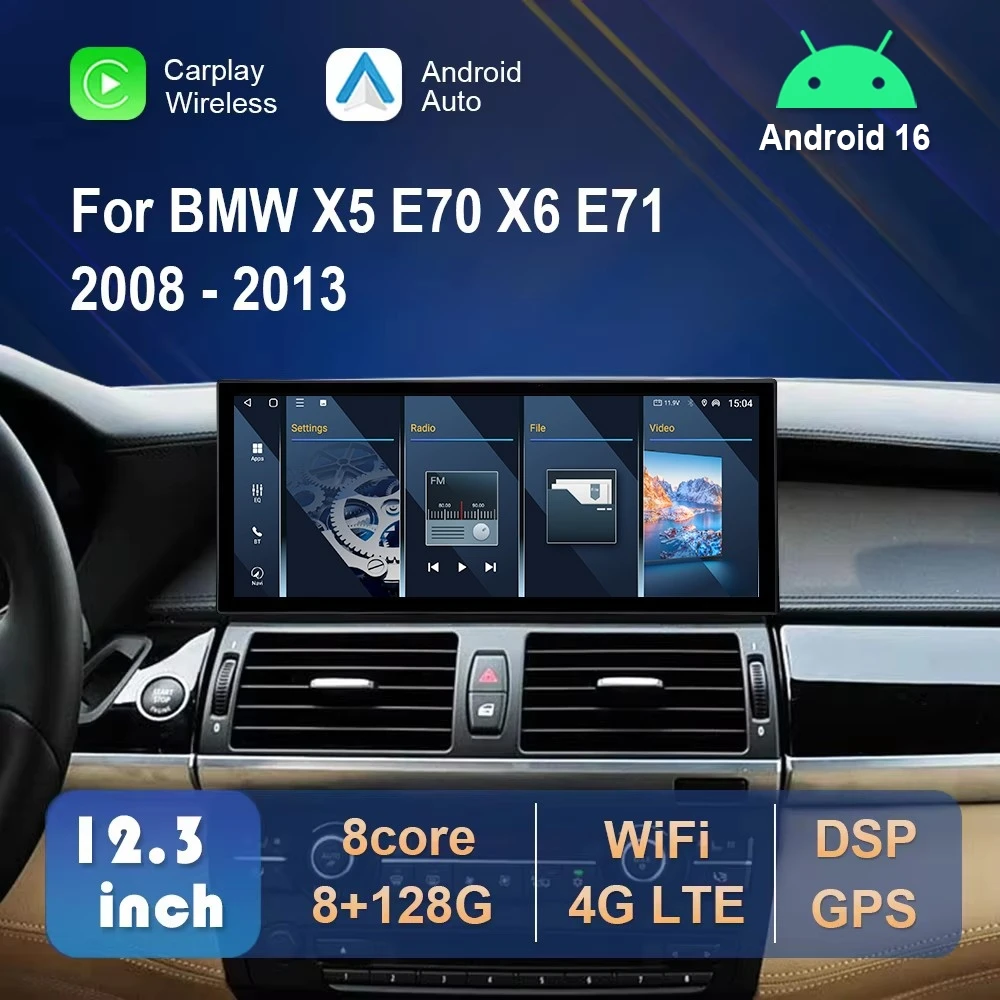 Carplay inalámbrico Android para BMW X5 E70 X6 E71 2008 - 2013 sistema CCC CIC reproductor de vídeo Multimedia para coche pantalla táctil Multimedia