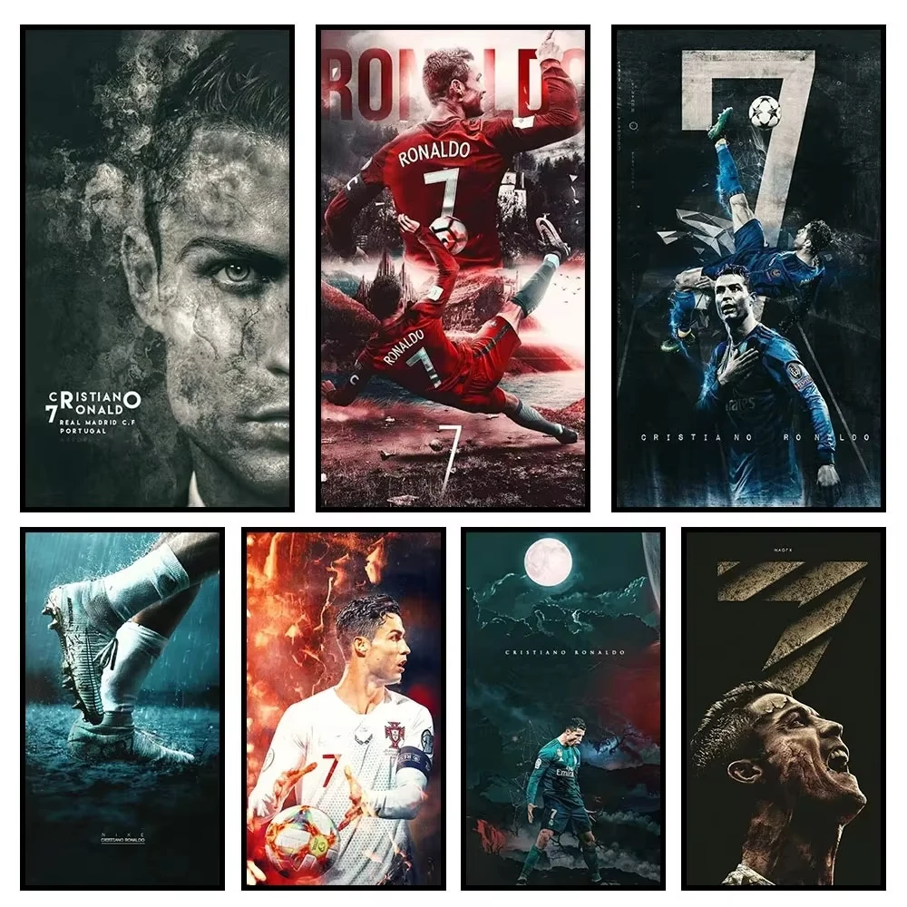 Football Star CR7 Ronaldo Poster Frameless Watercolour Painting Living Room Study Decoration Home Decor Collection Fan Gifts