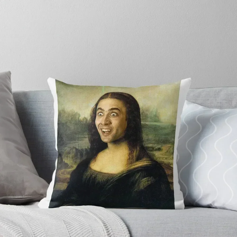 Nicholas Cage Mona Lisa Throw Pillow covers for pillows Decorative pillowcase pillow